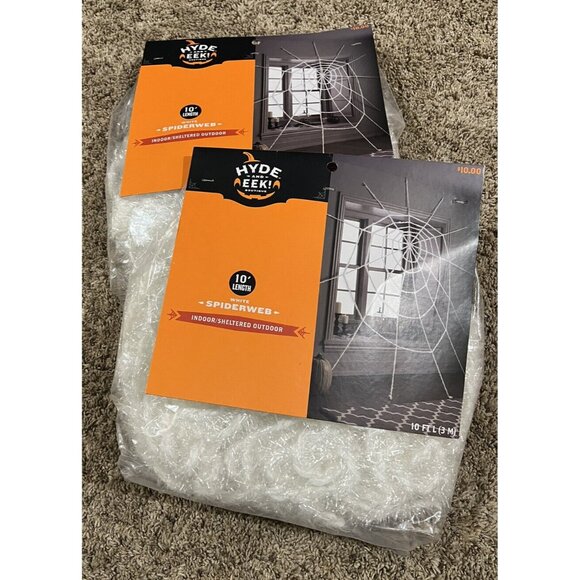 Lot Of 2 Hyde and EEK! Boutique 10' Length White Spiderweb ~ New Halloween - Picture 1 of 3